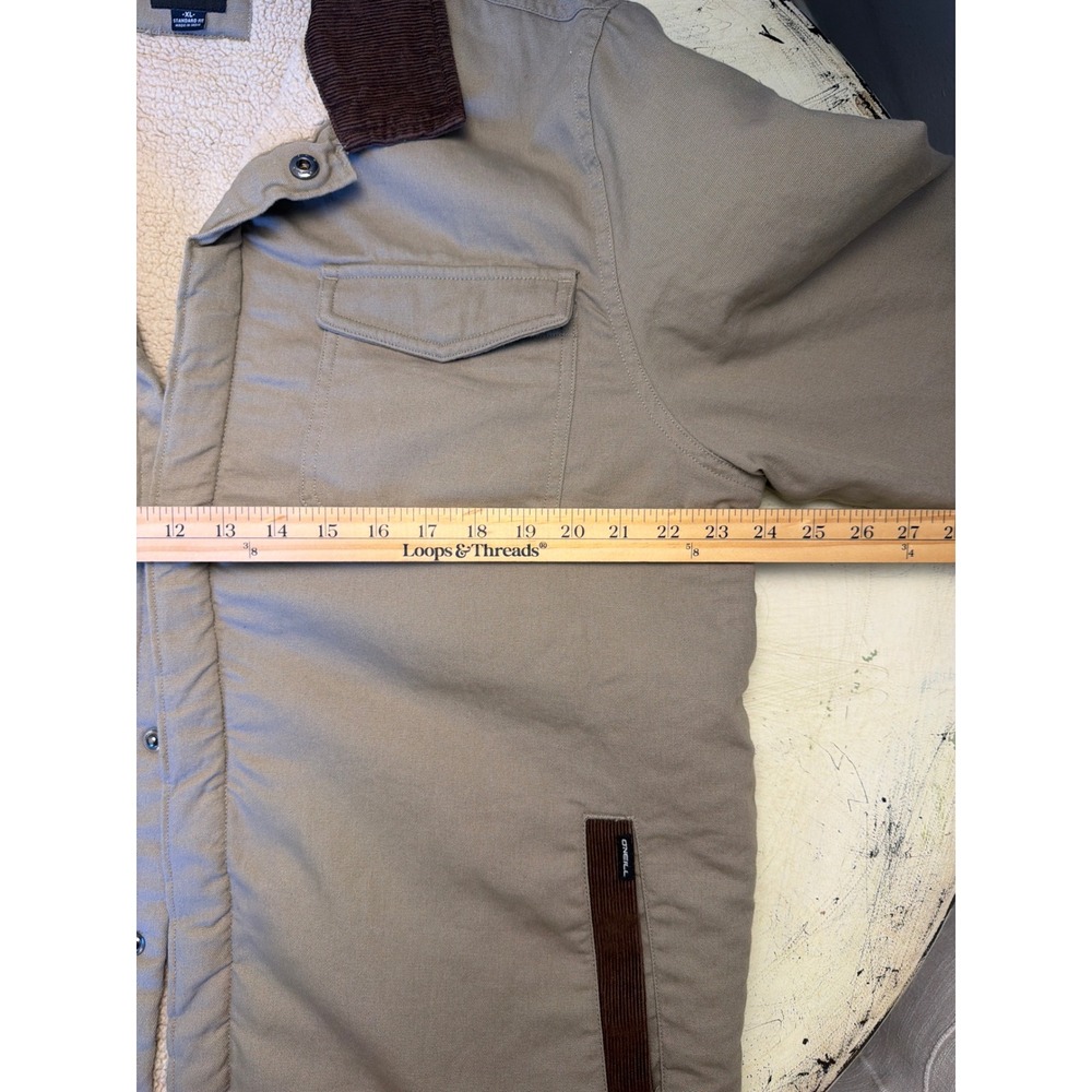 O'Neill Canvas Jacket Mens XL Tan Sherpa Lined Corduroy Collar Workwear Barn - Picture 6 of 7